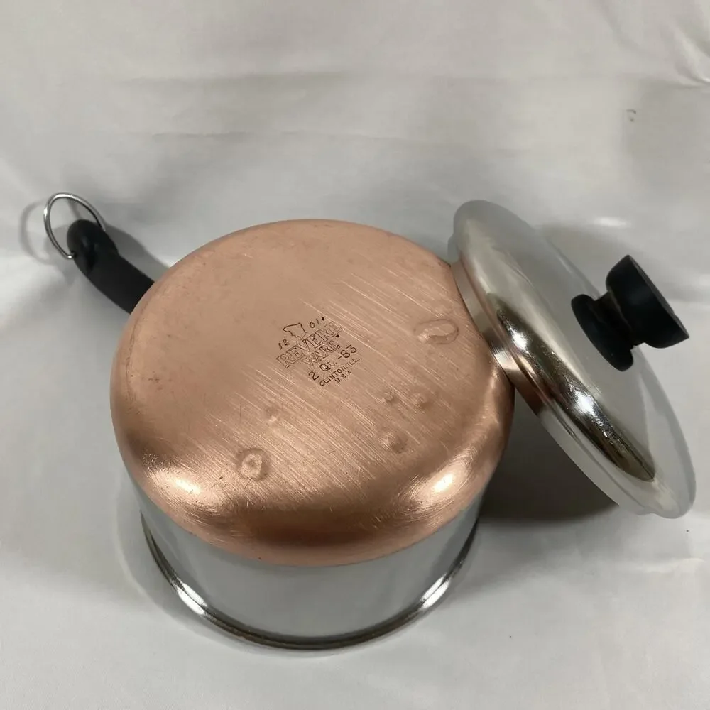 Revere Ware 2 Qt Copper Bottom Sauce Pan Pot Lid Stainless Steel Clinton 83 READ